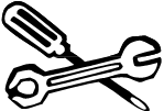 Drawing of a screwdriver and wrench