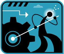 Drawing of a toiling worker turning a gear